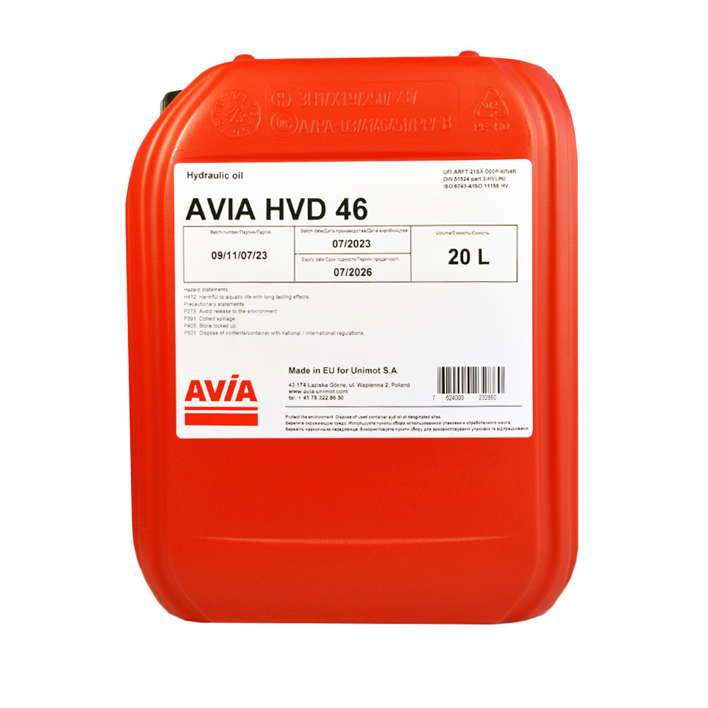 Олива гідравлічна AVIA HVD 46 20 л