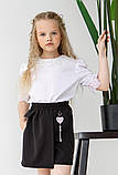 Спідниця-шорти шкільні для дівчинки Чорні 116-140 р. Стильні шорти-спідниця для дівчаток Шкільні шорти-спідниця, фото 2