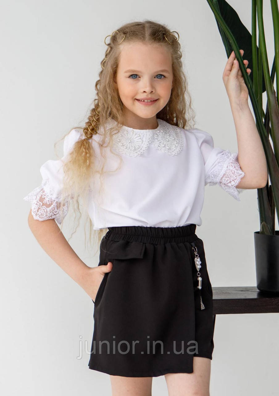 Спідниця-шорти шкільні для дівчинки Чорні 116-140 р. Стильні шорти-спідниця для дівчаток Шкільні шорти-спідниця, фото 1
