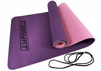 Килимок для йоги та фітнесу EasyFit TPE+TC 6 мм двошаровий фіолетовий-рожевий