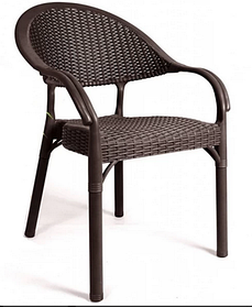 Стілець-крісло Софія 84х55х59 см пластик коричневий плетіння штучний ротанг