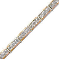 Женский серебряный браслет с золотыми пластинами 17см