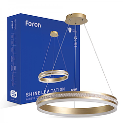 Світлодіодна люстра підвісна Feron AL6610 SHINE LEVITATION 50W золото Ø500×1200мм 3200Lm нейтральне світло 4000K 220V IP20
