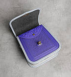 Жіноча шкіряна сумка ручної роботи з тисненим орнаментом «Дубок», ультрамариново-сіра сумка з натуральної шкіри, 20*21*8 см, фото 6