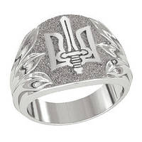 Серебряный мужской перстень с гербом Украины "Трезубец" - мужское серебряное кольцо Патриот
