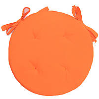 Подушка круглая на стул, табурет, кресло завязки с двух сторон Ø 30х3 оранжевая