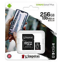 Карта пам'яті KINGSTON microSD 256 ГБ Class 10 Select 100R з адаптером
