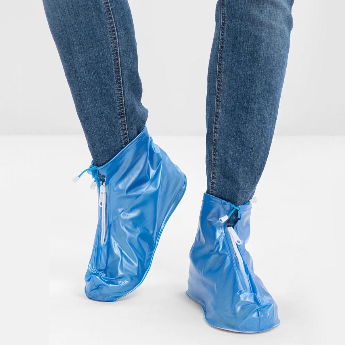 Бахилы от дождя на обувь (размер XL/31см) Синие, водонепроницаемые чехлы для обуви (дощовики для взуття) (TO) - фото 6 - id-p1914980951