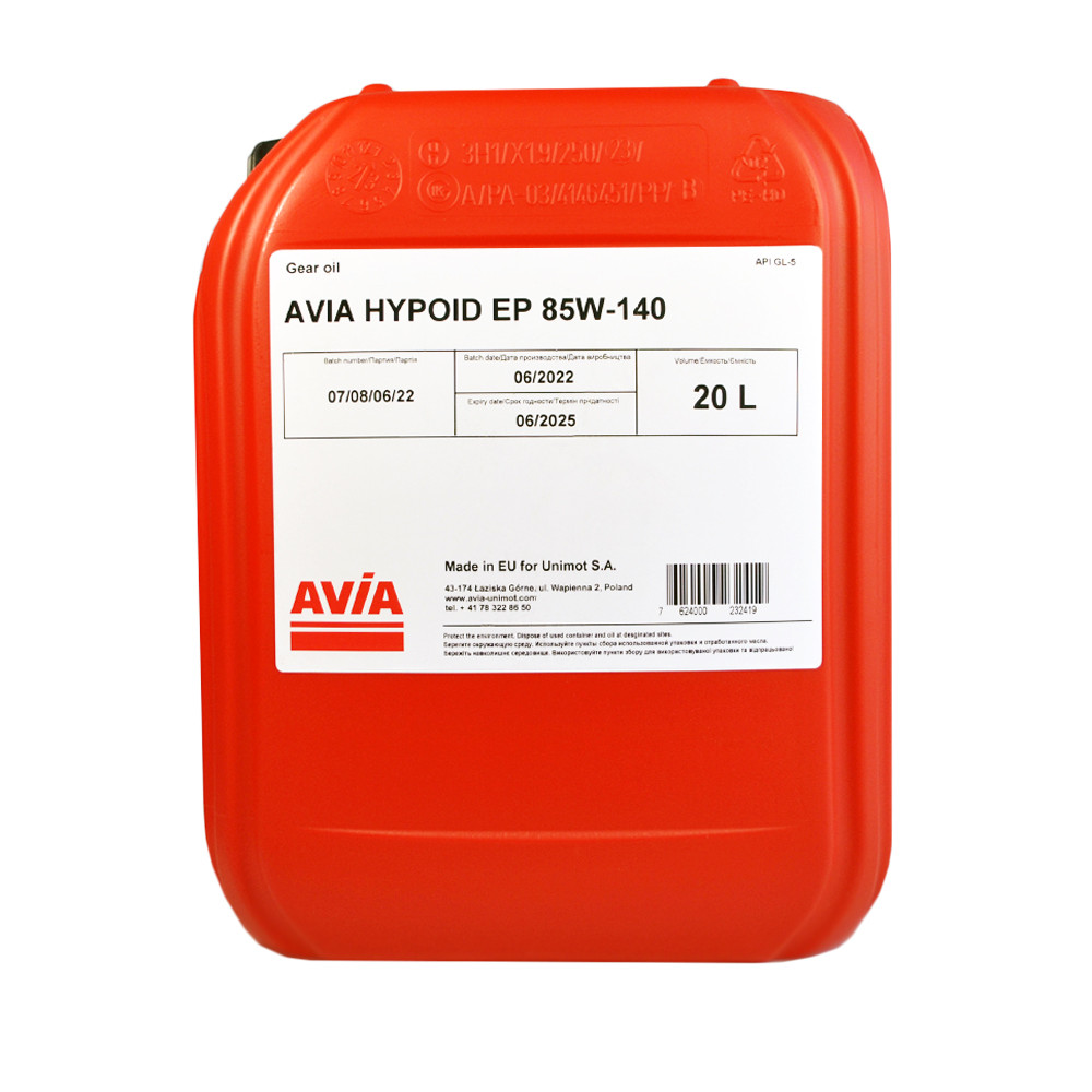Олива трансмісійна AVIA Hypoid EP 85W-140 20 л