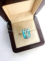 Серебряное женское кольцо Скарлет - женское кольцо с крупным голубым камнем из серебра 925 пробы