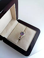 Серебряное женское кольцо с золотой пластиной Марайя - женское кольцо из серебра с великолепными фианитами