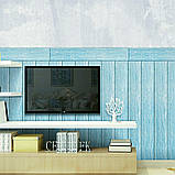 Самоклеюча 3D панель блакитне дерево для стін 70х70 см без пилу та шуму для ремонту квартири та офісу, фото 3