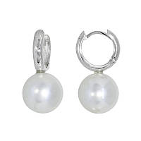 Срібні сережки з підвіскою Перлина - сережки Конго зі срібла з перлами