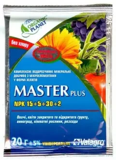 Удобрение Мастер 20 г - для подкормки овощных, плодово-ягодных / NPK 15.5.30.2 - фото 1 - id-p1914995322