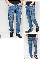 Джинсы мужские коттоновые стрейчевые с накладными карманами "карго" FANGSIDA, Турция 30