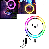 Кільцева селфі лампа MJJ-30 LED RGB USB + тримач, фото 6