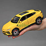 Машинка Lamborghini Urus іграшка моделька металева колекційна 20 см Жовтий (60185), фото 3