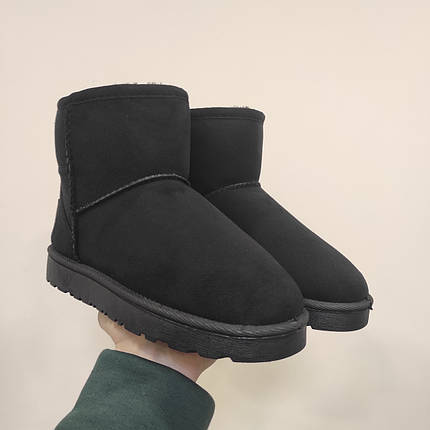 Уггі UGG australia короткі 16 см - висота чорні екологічна замша Жіночі уггі, фото 1