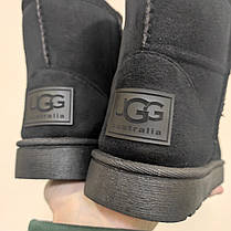 Уггі UGG australia короткі 16 см - висота чорні екологічна замша Жіночі уггі, фото 6