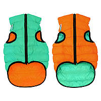 Курточка для собак двусторонняя светящаяся AiryVest Lumi S 40 Салатово-оранжевая (2244)