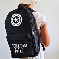 Чорний текстильний рюкзак для хлопчика Black Follow Me 42x13x25