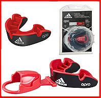 Капа взрослая Adidas Opro Silver Black/Red для бокса одночелюстная боксерская для зубов спортивная однорядная