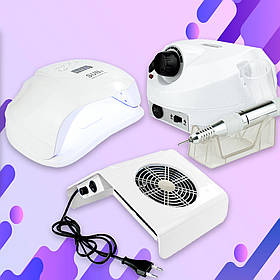 Набір для манікюру техніка для апаратного манікюру Фрезер 601 45.000 витяжка 45 Вт та лампа 80 Вт