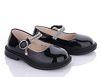 Туфельки шкіряні в школу для дівчинки 37 чорні дитячі туфлі туфли для девочки Apawwa