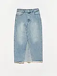Блакитна довга спідниця джинсова розріз, фото 7