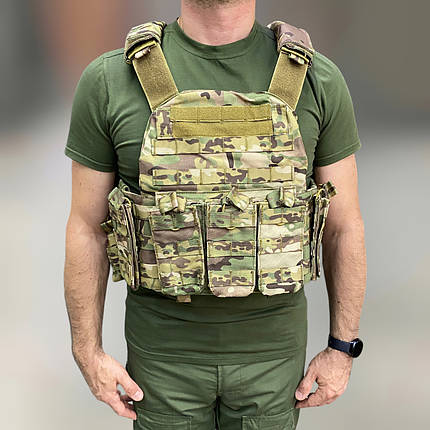 Плитоноска з підсумками - 6 шт, Мультикам, Cordura 1000D, зразка НАТО, із системою Molle, Yakeda VT-6031, фото 2