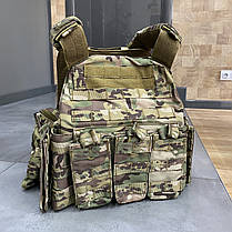 Плитоноска з підсумками - 6 шт, Мультикам, Cordura 1000D, зразка НАТО, із системою Molle, Yakeda VT-6031, фото 3