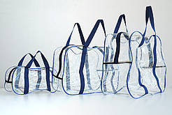 Набір із 3х прозорих сумок у пологовий будинок S+M+L сині