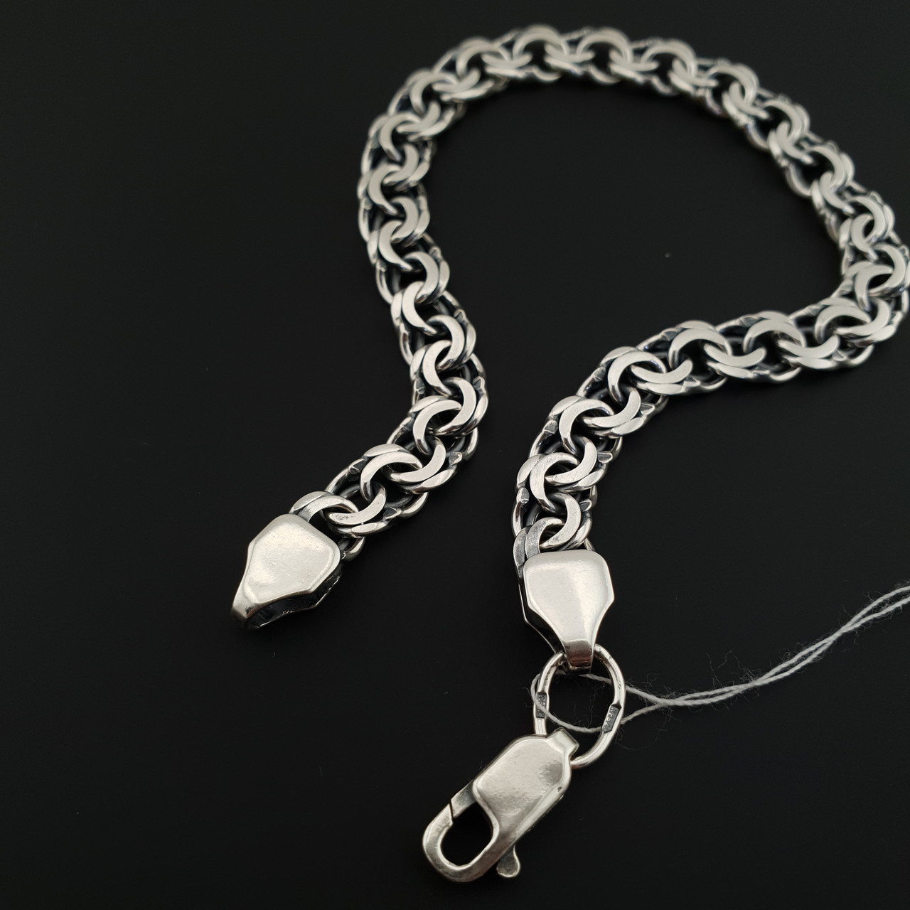 Срібний браслет бісмарк. Браслет чоловічий тонкий на руку срібло 925 19 см, фото 1