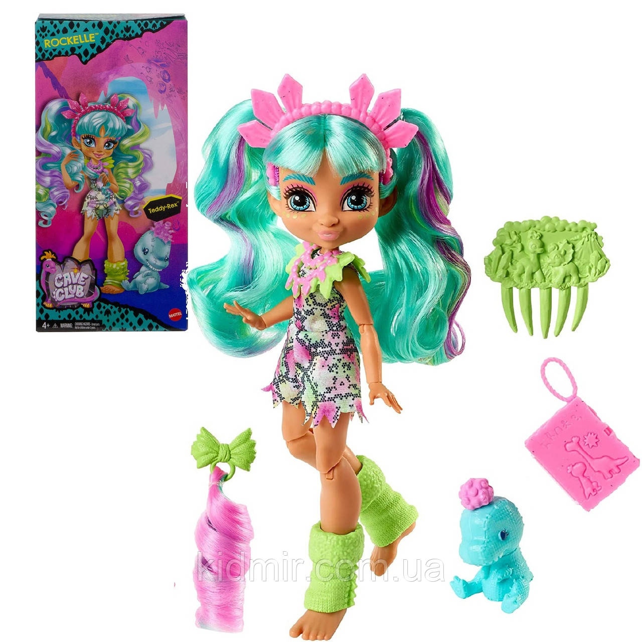 Cave Club Rockelle GWT47 Лялька Печерний клуб Рокелль з пасмом і вихованець Тедді-Рекс, фото 1