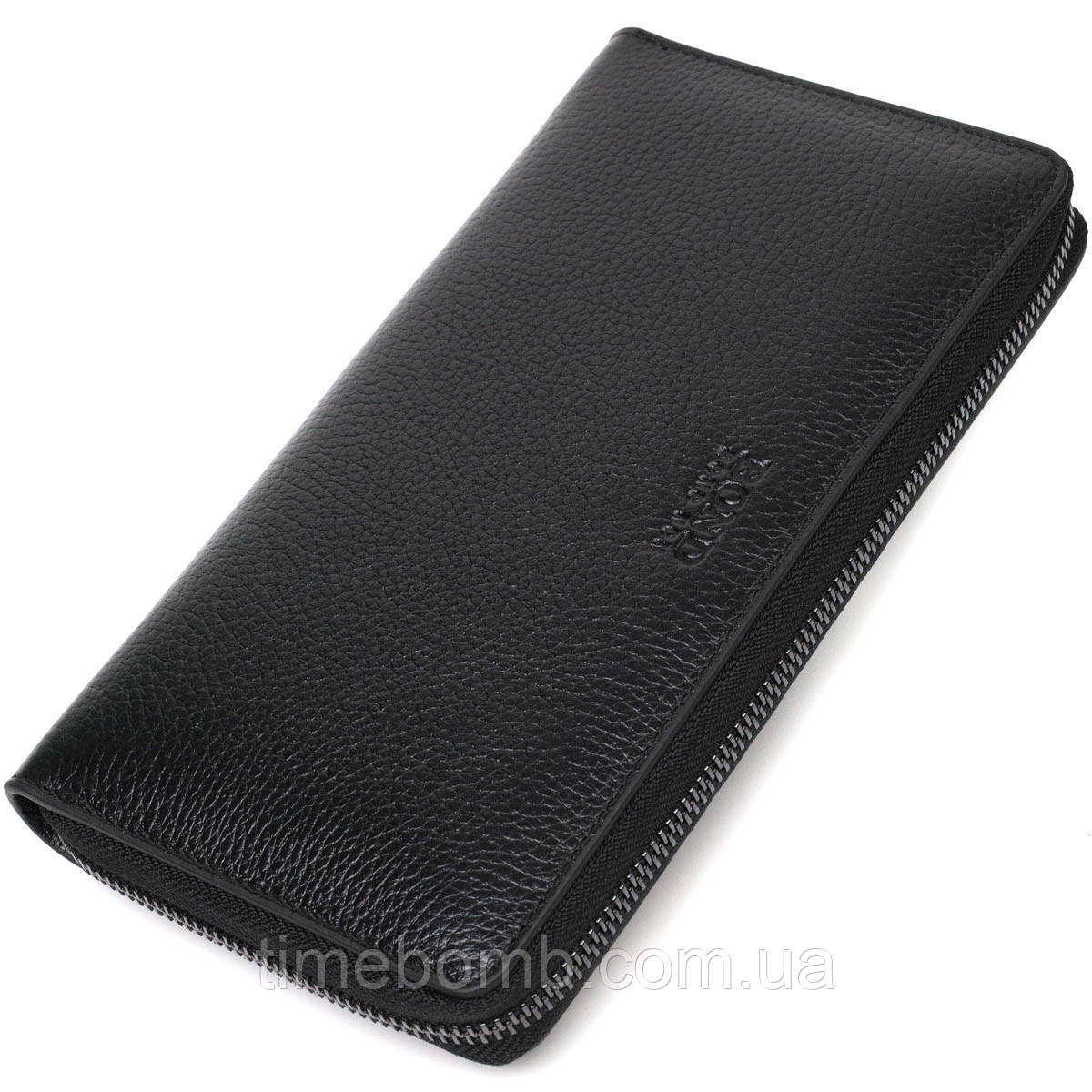 Місткий чоловічий клатч з одним відділенням з натуральної шкіри BOND 22029 Чорний