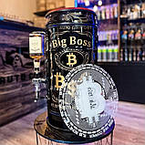 Бочка бар в чорному глянцевому кольорі з підсвіткою, наливатором, оригінальний подарунок боссу., фото 7
