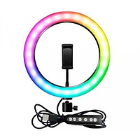 Кольцевая селфи лампа MJJ-36см USB LED RGB с держателем для телефона