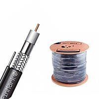 Коаксиальный кабель Finmark F690BVM (90%) CCS экранированный черный с тросом