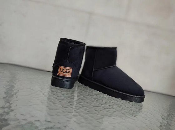 Уги UGG короткі чорні екозамша жіночі напівсамі черевики унісекс EUR 40 - 24.5 см, фото 3