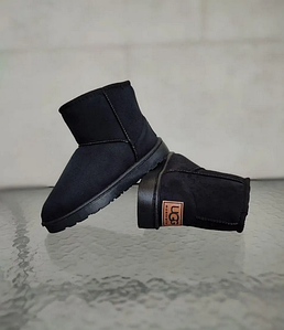 Уги UGG короткі чорні екозамша жіночі напівсамі черевики унісекс EUR 39 - 24 см