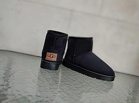 Уги UGG короткі чорні екозамша жіночі напівсамі черевики унісекс EUR 41 - 25 см