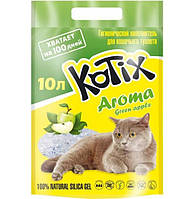 Наполнитель для кошачьего туалета Kotix Aroma Green Apple Силикагелевый впитывающий 3.5 кг 10 л