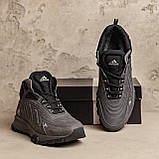 Черевики чоловічі зима на хутрі Adidas шкіряні, сірі високі черевики натуральна шкіра *A-04сір бот*, фото 4