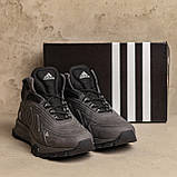 Черевики чоловічі зима на хутрі Adidas шкіряні, сірі високі черевики натуральна шкіра *A-04сір бот*, фото 6