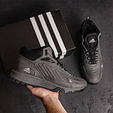 Черевики чоловічі зима на хутрі Adidas шкіряні, сірі високі черевики натуральна шкіра *A-04сір бот*, фото 2