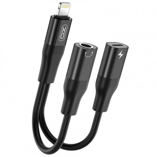Кабель XO NB181B audio adapter Lightning to3.5 + Lightning Black