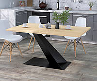Стол обеденный Сван металл черный матовый, столешница ДСП прямоугольная 1500х900х752 мм (Loft Design TM) Дуб Борас