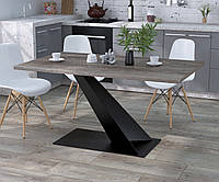Стол обеденный Сван металл черный матовый, столешница ДСП прямоугольная 1500х900х752 мм (Loft Design TM) Дуб Палена