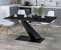 Стол обеденный Сван металл черный матовый, столешница ДСП прямоугольная 1500х900х752 мм (Loft Design TM) Венге Луизиана