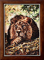 Картина - панно из янтаря " Лев "